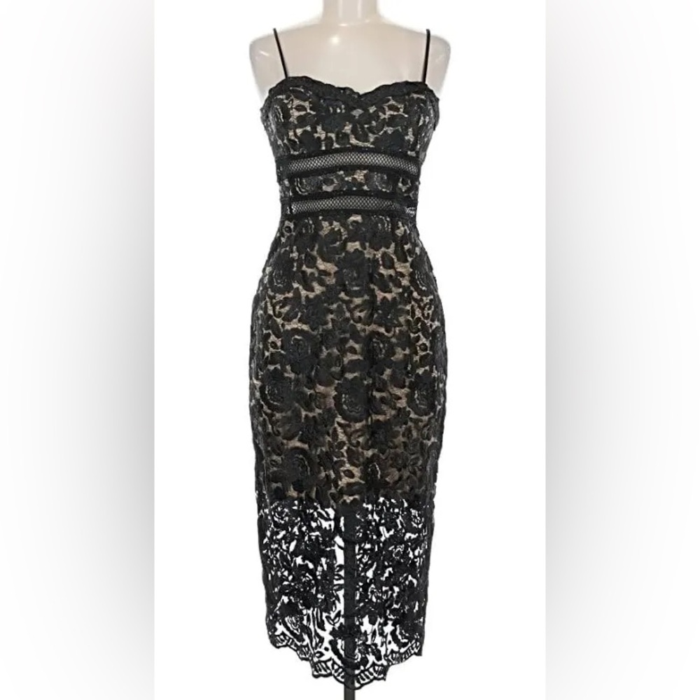 Xscape Lace Dress Size 2 Black And Nude